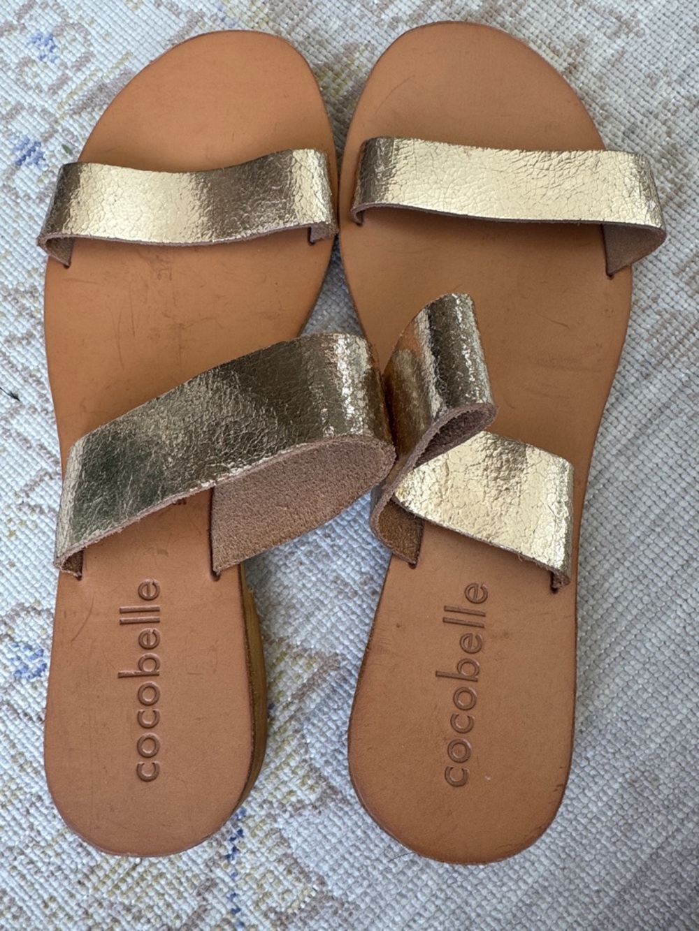 NEW Anthropologie Cocobelle Gold Sandals Size 10 - Picture 5 of 7